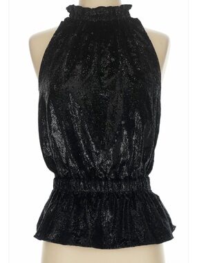 RAMY Brook Black Sparkle Velvet Halter top